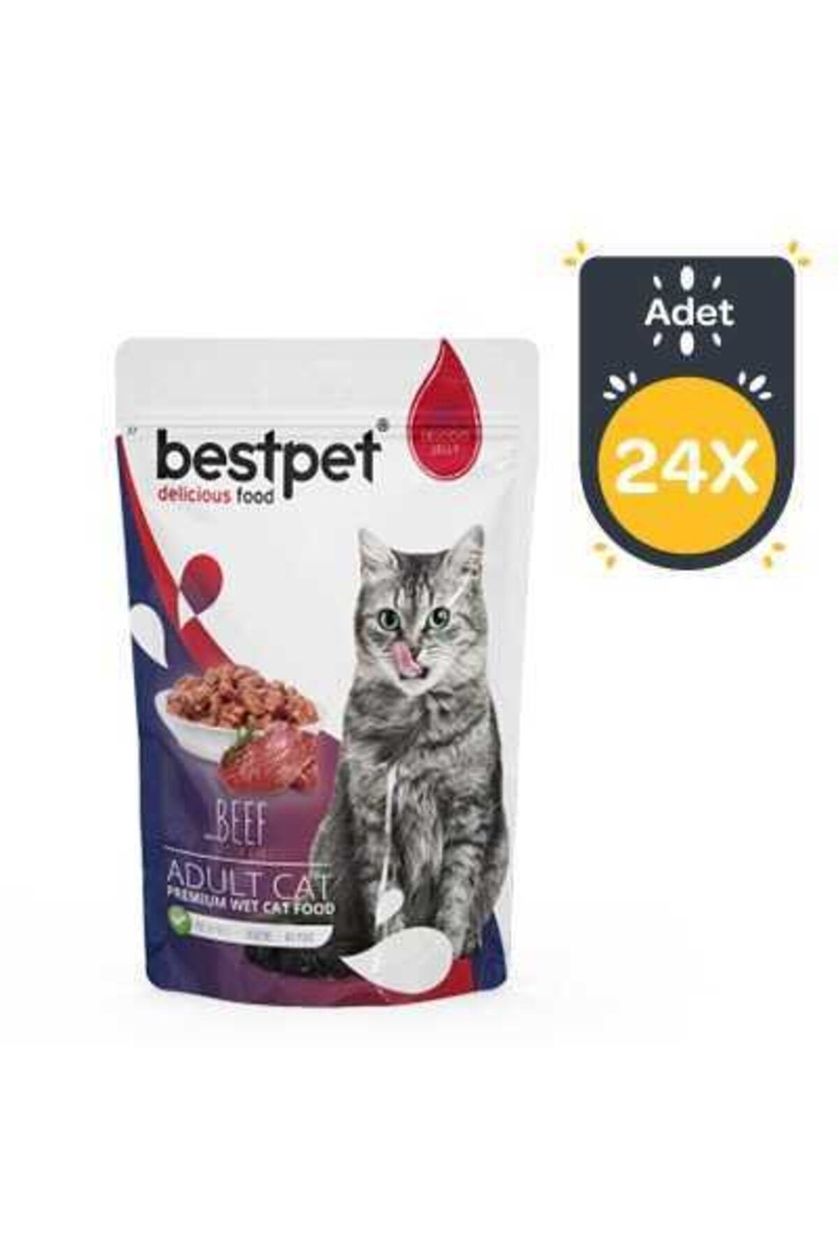 Bestpet Pouch Jelly Biftek Etli Kedi Yaş Maması 85 Gr 24 Adet