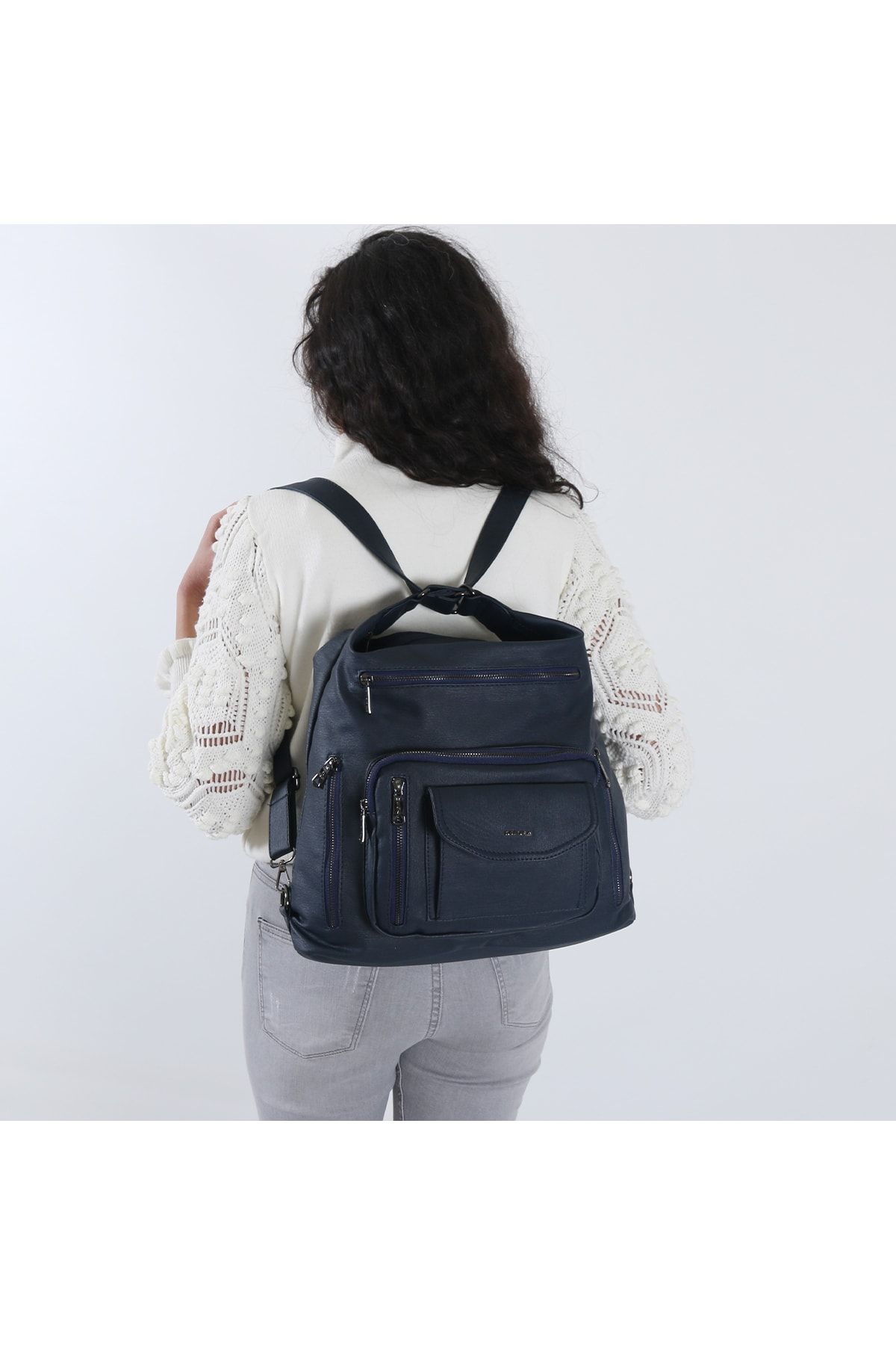 Navy rucksack ladies top