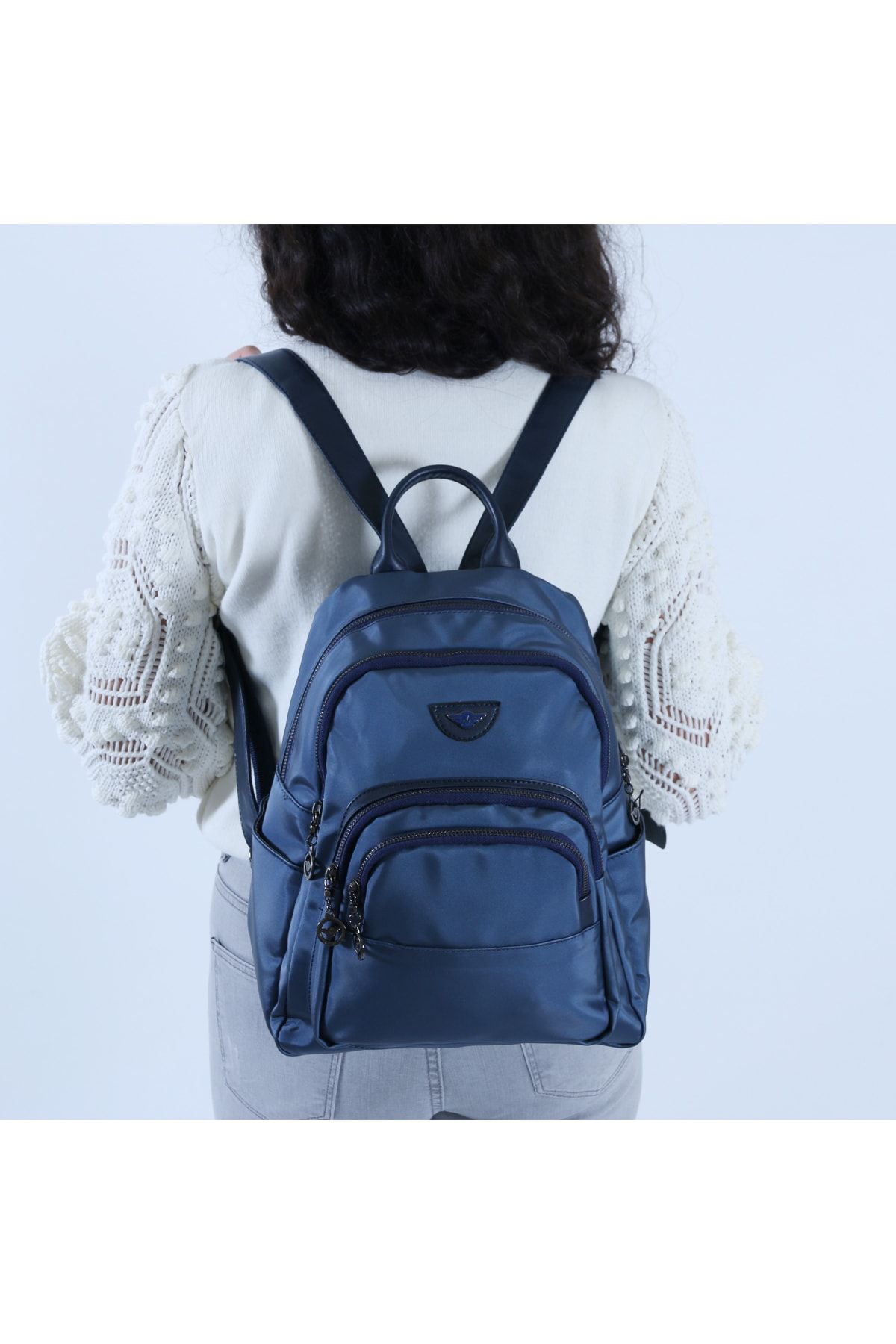 Dark blue top backpack women's