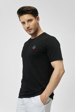 Rasta Peace Bisiklet Yaka Rahat Kalıp Nakışlı Siyah Unisex Kutulu T-shirt 22SCTS212U
