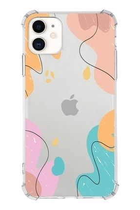 Apple Iphone 11 Uyumlu Köşe Korumalı Antişok Kapak Karışık Renkler Tasarımlı Şeffaf Kılıf prt_ant_ip_11_029a