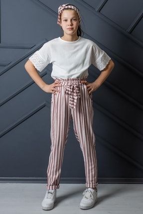 Kız Çocuk Takım Bluzlu Yüksek Bel Pantolonlu 3’lü Takım XO.2201