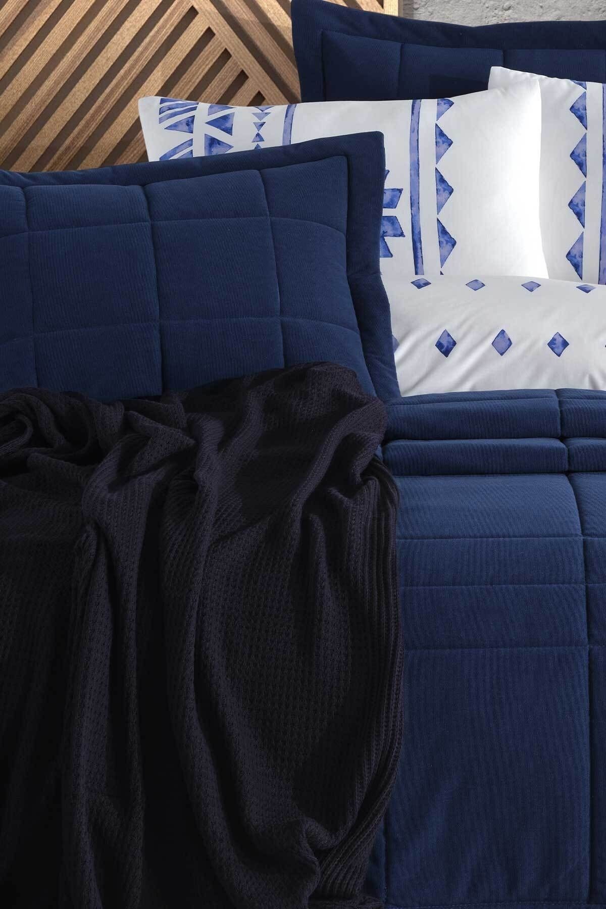 Navy blue coverlet set on sale