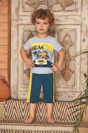 Erkek Çocuk Şortlu Pijama Takımı 9611 Duman Mavi