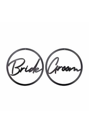 Bride - Groom Kasnak Set, Asma Delikli Düğün, Nikah, Nişan, Sandalye/duvar/kapı Süsü ETE-BH0597