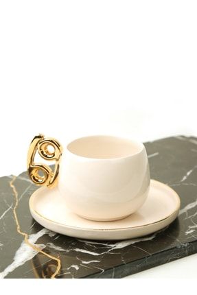24 Ayar Altın İşlemeli Yengeç Burcu El Yapımı Türk Kahvesi Fincanı YNGÇ01