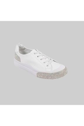Beyaz - Kadın Tabanı Taşlı Sneaker 22Y413-00001