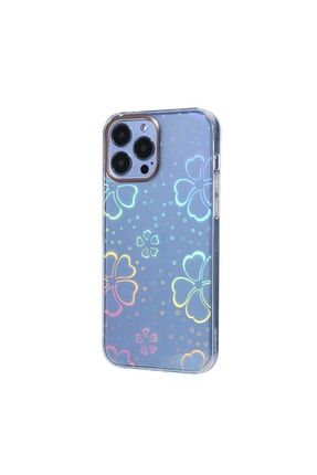 Iphone 12 Pro Max Uyumlu Hologramlı Flower Desenli Silikon Kılıf NZH-KPK-KLF-SIDNEY-0011