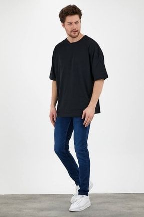 Düz Oversize T-shirt Siyah OV80001T