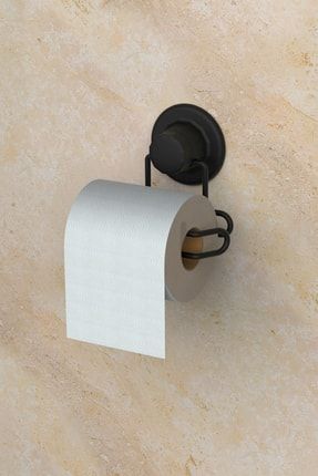 Vega Mat Siyah Vakumlu Yapışkanlı Destekli Tuvalet Kağıtlığı - Kağıtlık Z18454
