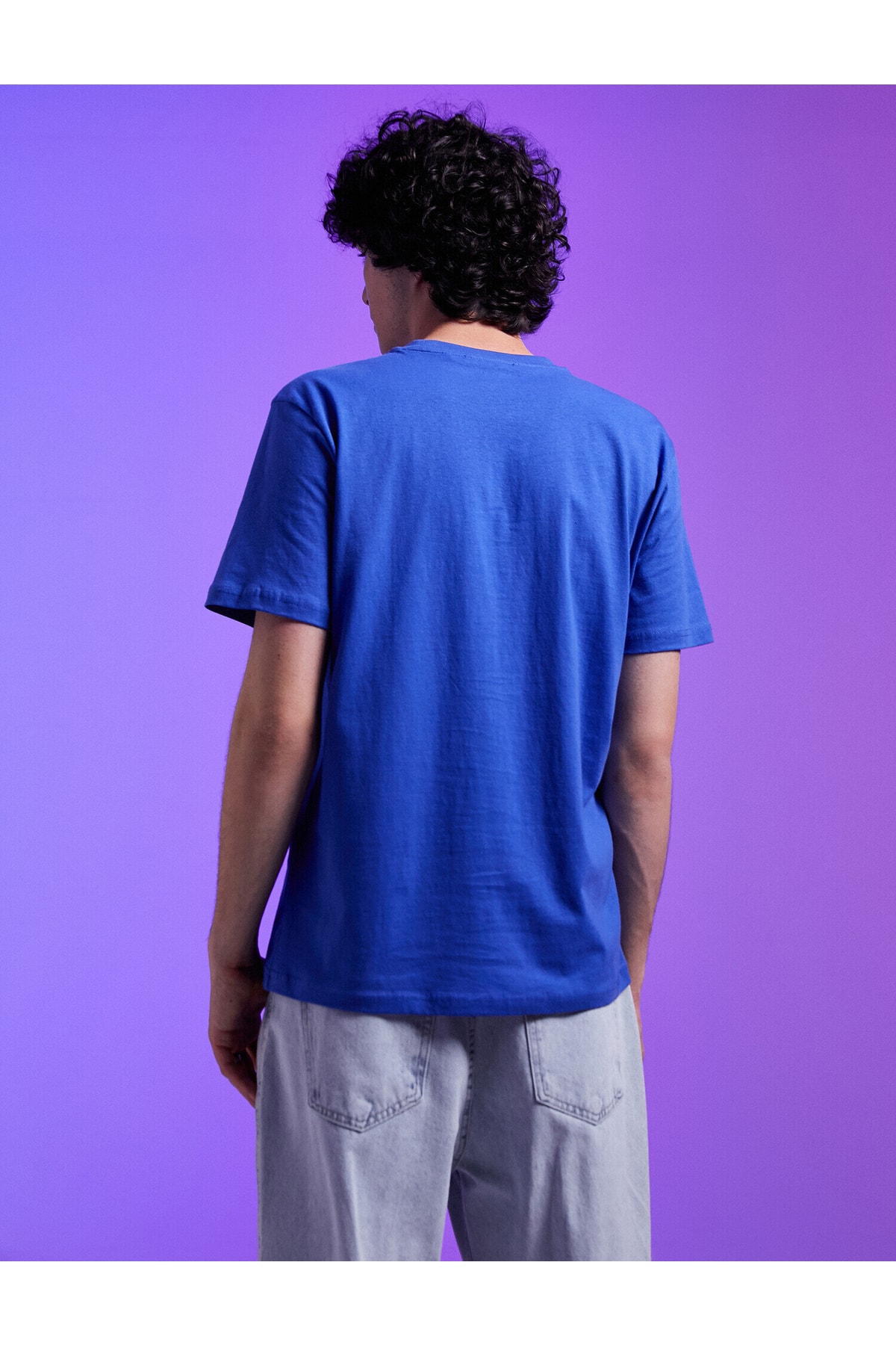 تیشرت مردانه آبی سرمه ای کوتون | 2SAM11304HK اورجینال - تصویر 4