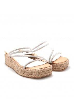 5cm Topuk Boyu Hasır Taban Sandal Beyaz sandal-001