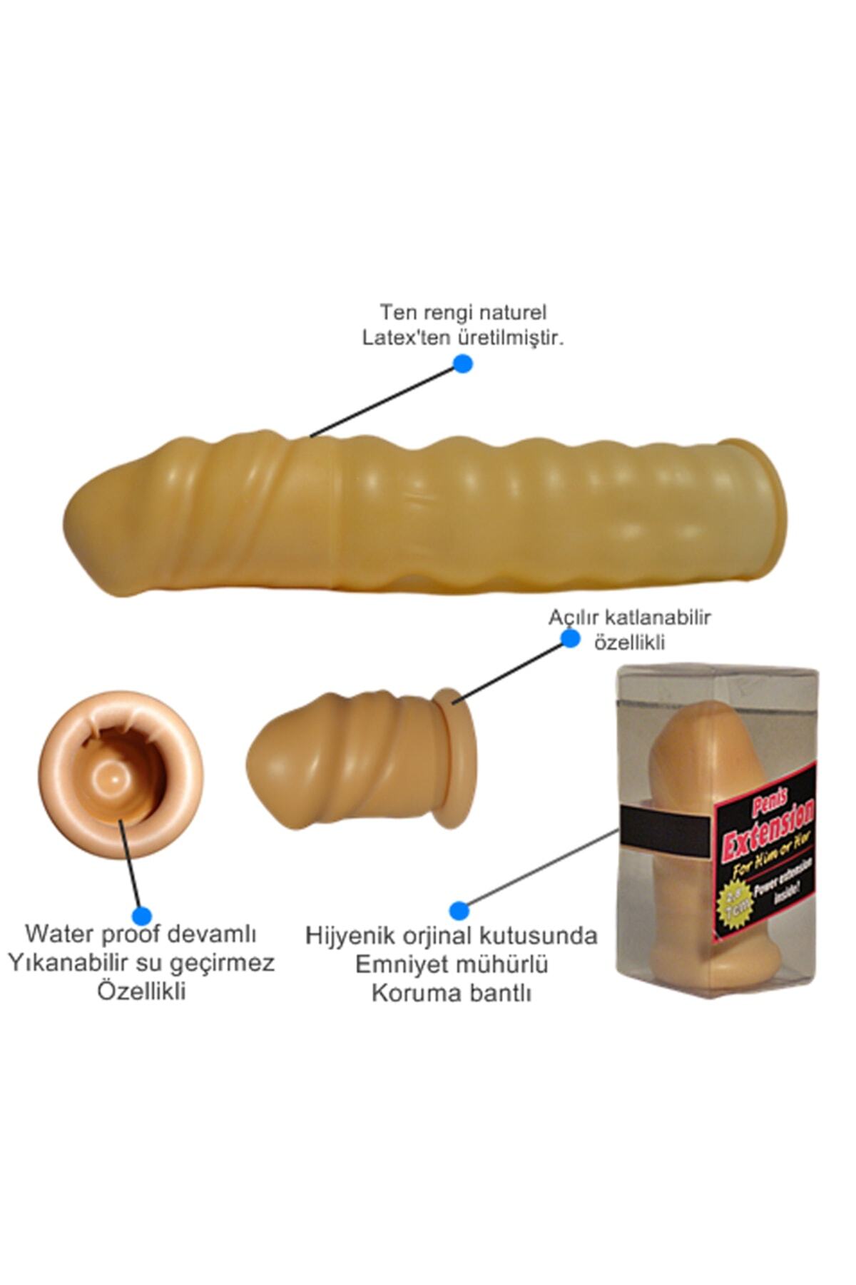 7 cm Ön Dolgusu Olan Dış Kısmı Tırtıklı Uzatıcı Büyük Boy Uzatmalı Penis Kılıfı Modeli 4