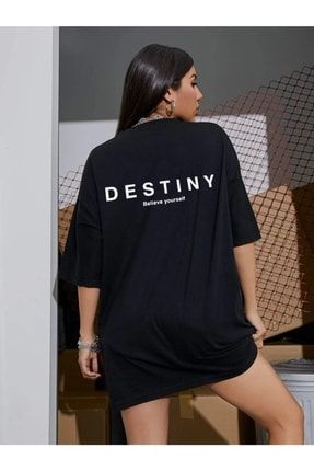 Kadın Destiny Ön Arka Baskılı Oversize Tshirt DESTİNY1