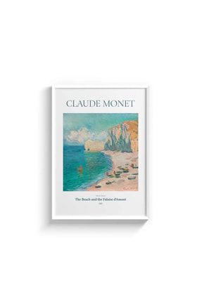 Claude Monet - The Beach And The Falaise D'amont - Çerçeveli Tablo Poster Duvar Dekorasyon DOM140