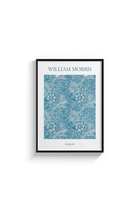 William Morris - Blue Marigold - Çerçeveli Tablo Poster Duvar Dekorasyon DOM139