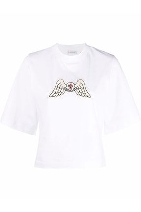 Logo Patch Beyaz T-shirt palmmonclerwhitewomentshirt