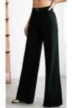 Kadın Solmayan Siyah Likralı Süper Yüksek Bel Salaş Jean Pantolon Denim Kot Palazzo Pantolon HRMNY1504ESPN100