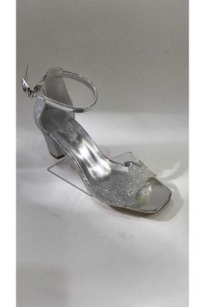 Kız Çocuk Gümüş Taşlı Topuklu Ayakkabı tk328