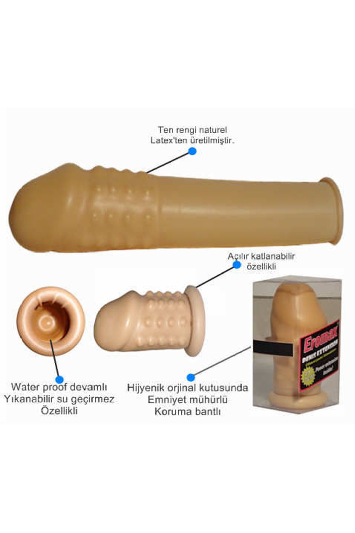Penis Kılıf Lateks Uzatmalı İnce Yumuşak 7 cm Dolgulu Model +Kayganlaştırıcı 4