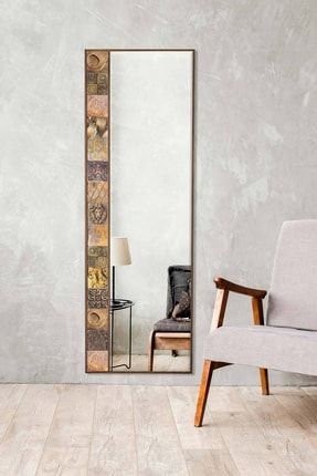 Lyon Doğal Ağaç 50x152 Cm Çerçeveli Antik Limra Taş Kaplı Salon Duvar Konsol Ofis Boy Aynası SINGLE-LIMRA-50X152-AYNA