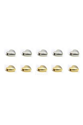 Altın Ve Gümüş Kaplama Metal Kalp ( 10 Mm ) 10 Adet metal-kalp-set