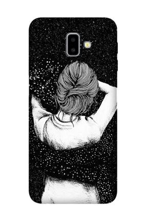 Samsung Galaxy J6 Plus Kılıf Desenli Esnek Silikon Telefon Kabı Kapak - Siyah Aşk samj6pluscupcase798