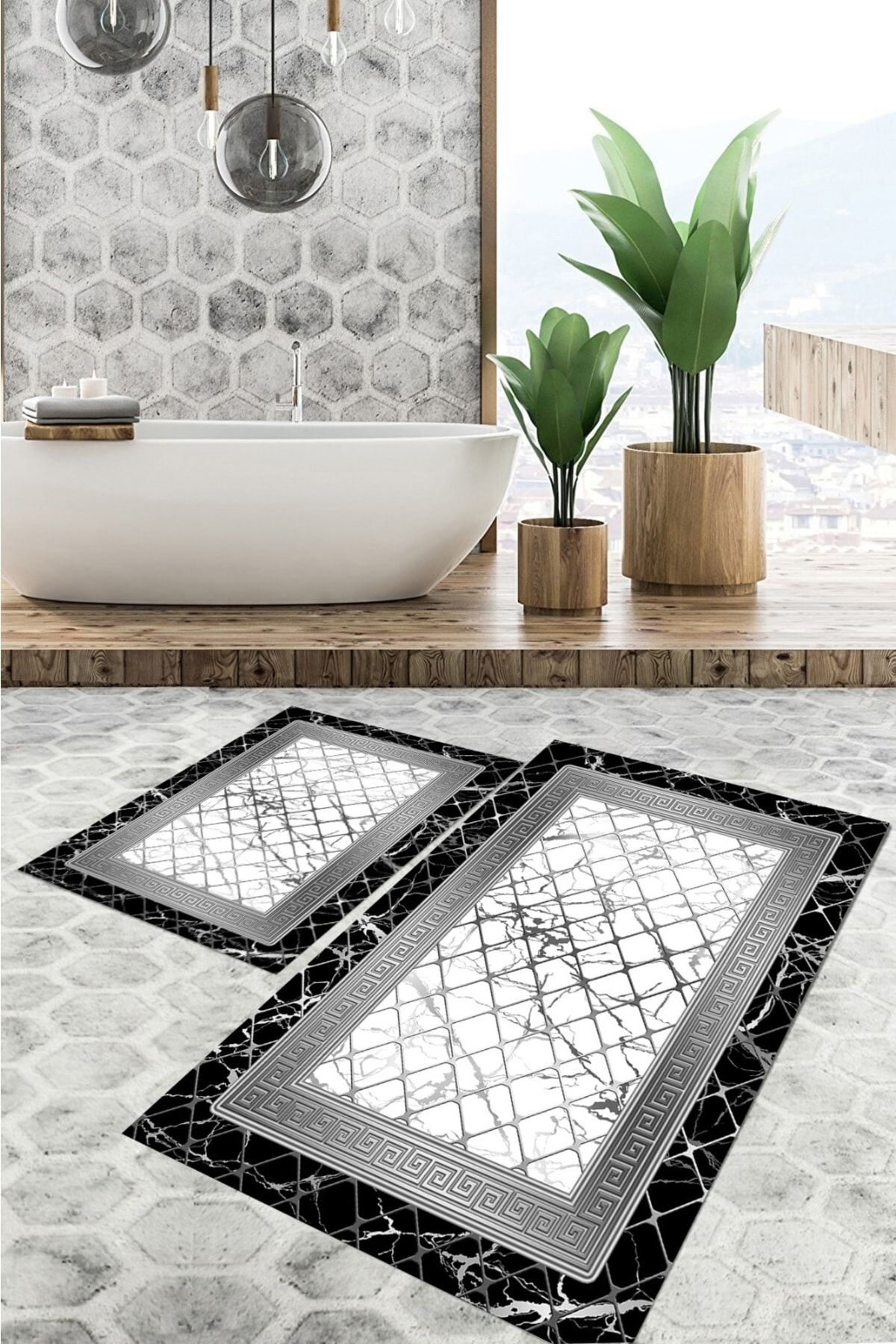 Grey and white bath mat outlet