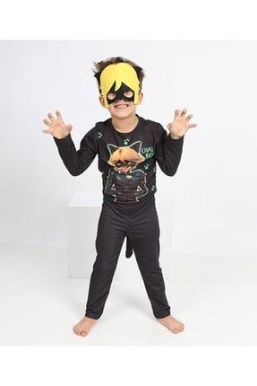 Maskeli Kara Kedi Çocuk Kostümü - Chat Noir Kostümü SMRK013