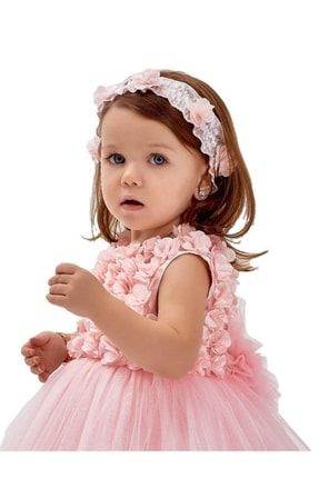 Kız Bebek Lüks Abiye Pembe Elbise 9122