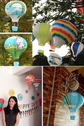 Gökkuşağı Rengarenk 10 Adet Dilek Feneri Kağıt Dekoratif Eğlenceli Uçan Balon Hediyelik Japon Feneri yt110x(10adet)