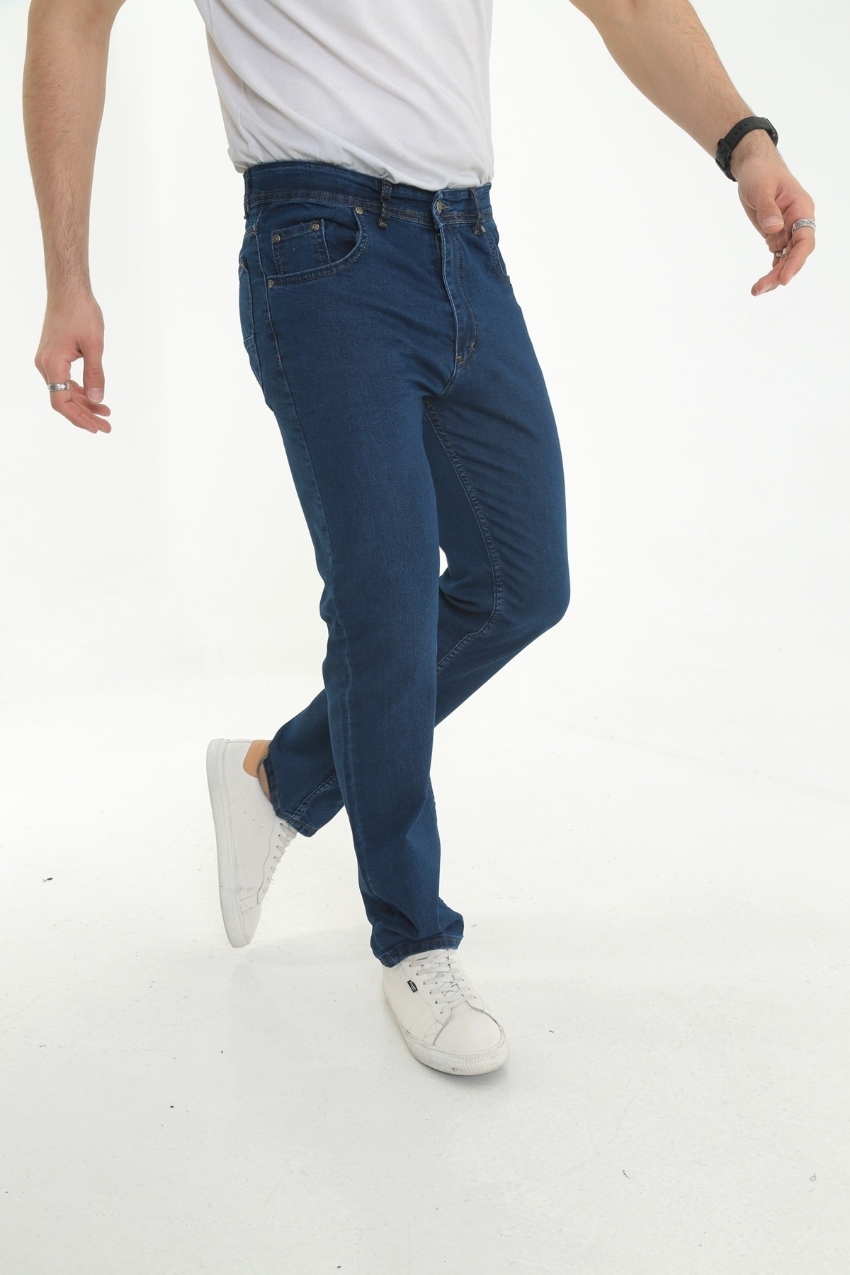KMKkombin Erkek Mavi Regular Fit Düz Model Jeans Kot Pantolon