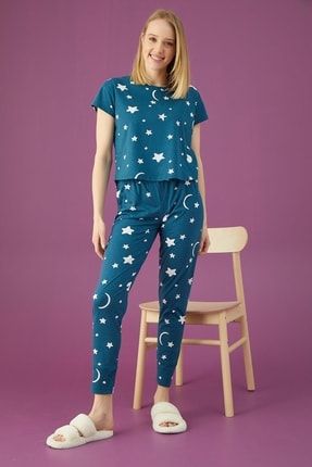 Yıldızay Desenli Pijama Takımı ELT2501-37