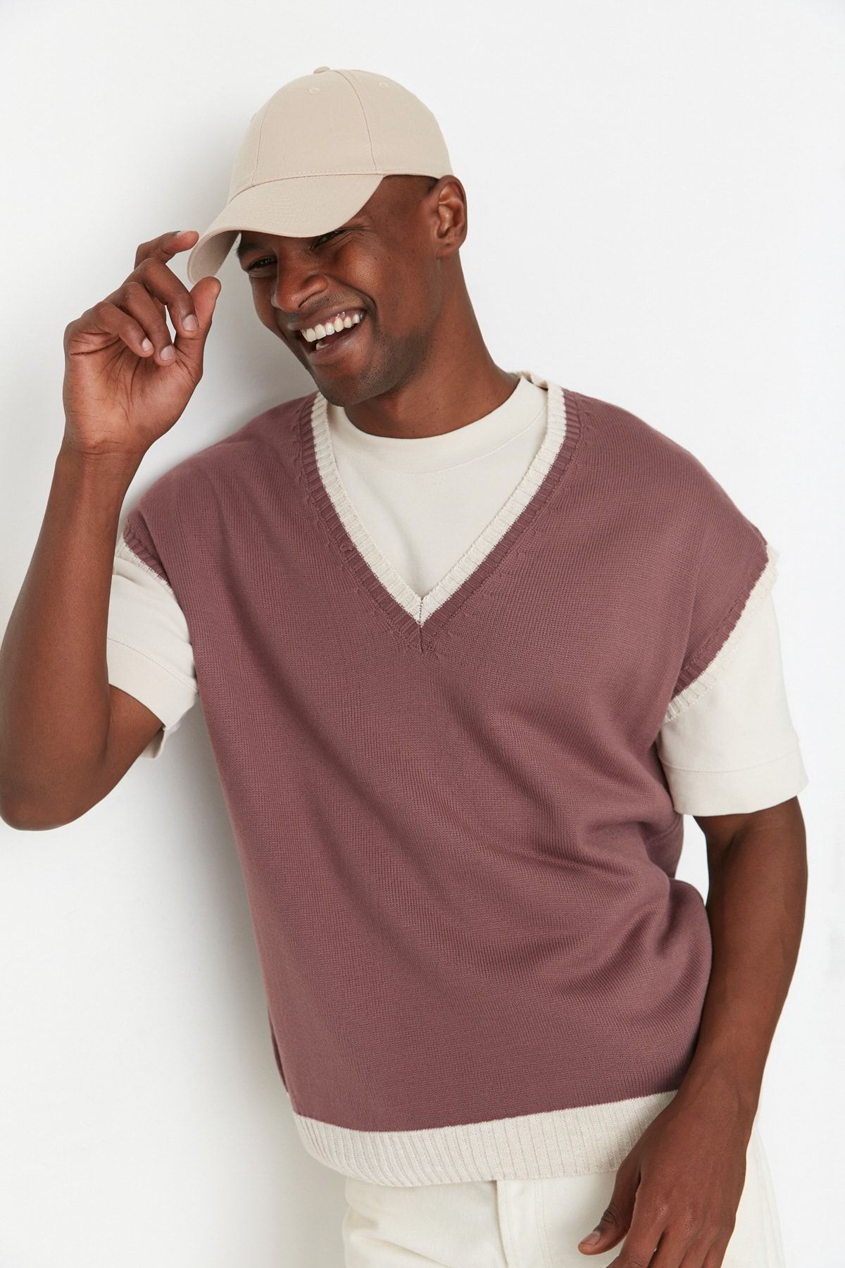 Pink sweater hot sale vest mens