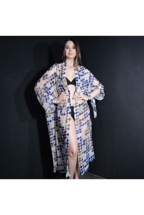 Paredora Deniz Mavisi Puantiyeli Kimono Pareo 9505001150