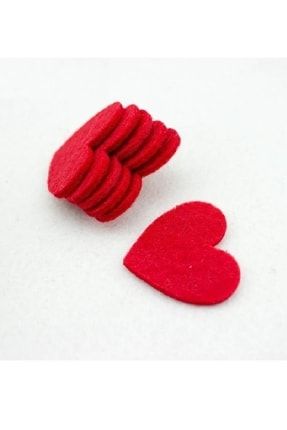Kırmız Kalp Keçe Figür 5 Cm Çorap Saç Bandı Süsleme 5 Adet PANOBJE07