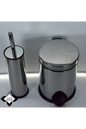 Paslanmaz Krom Akıllı Klozet Fırçası & Pedallı Çöp Kovası Set (3L) A-852