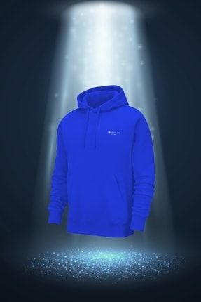 Oversize Erkek Mavi Interlok Kumaş Cepli Kapüşonlu Rahat Sweatshirt (3xl-10xl) SWP00001