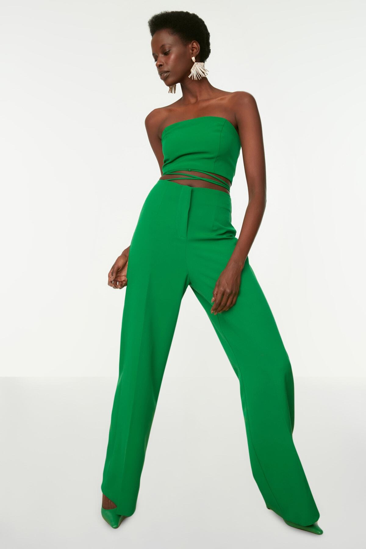 Trendyol Collection-Grüne Webhose mit hoher Taille TPRSS22PL0080 3