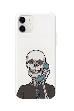 Iphone 11 Beyaz Skull Tasarımlı Lansman Kılıf IP11-LSK108