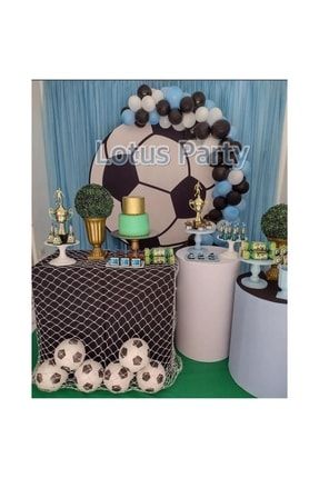 50 Adet Futbol Temalı Balon Zinciri Seti ( Siyah - Beyaz - Mavi Balon ) LTS-BLN0481