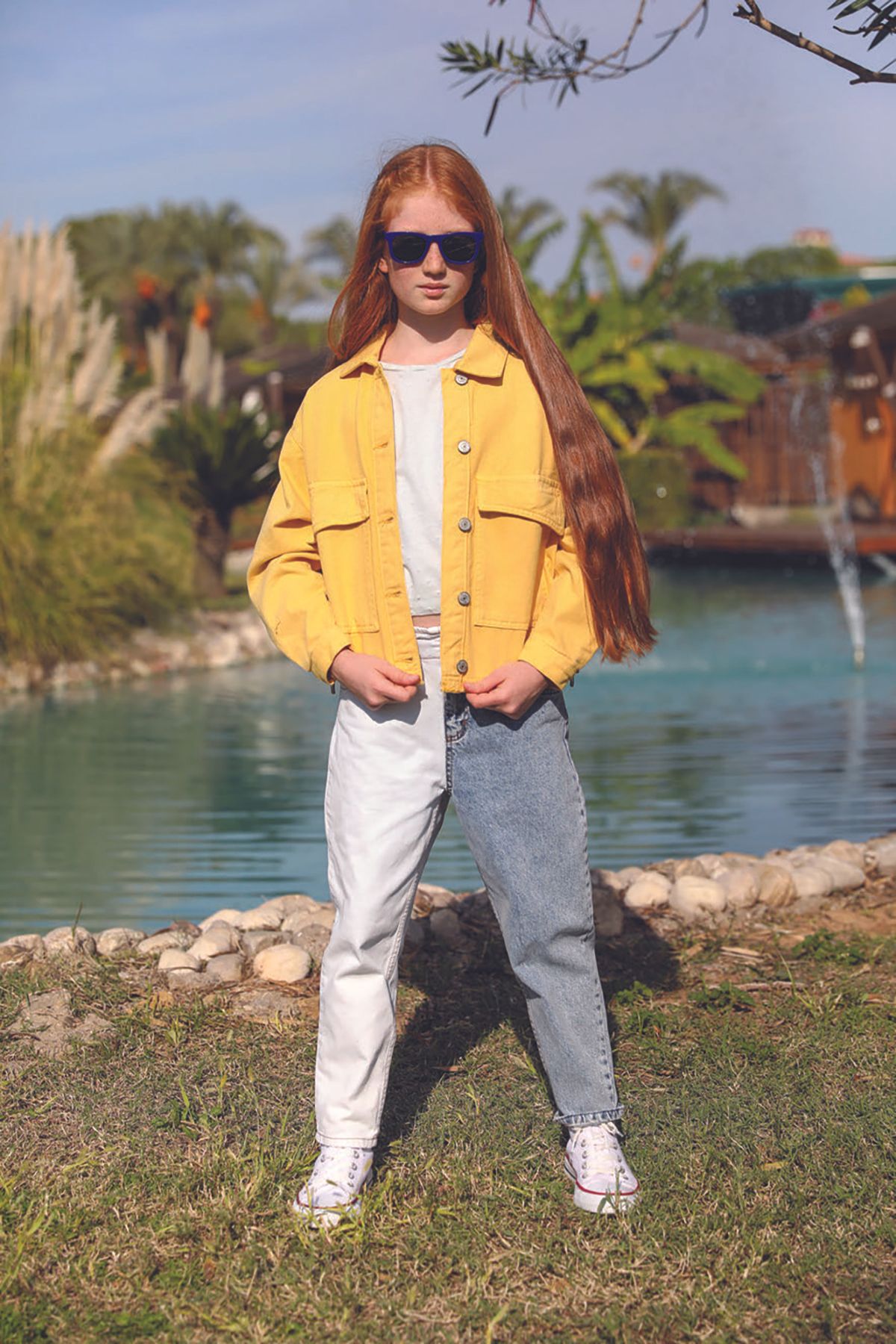 Kids yellow top denim jacket