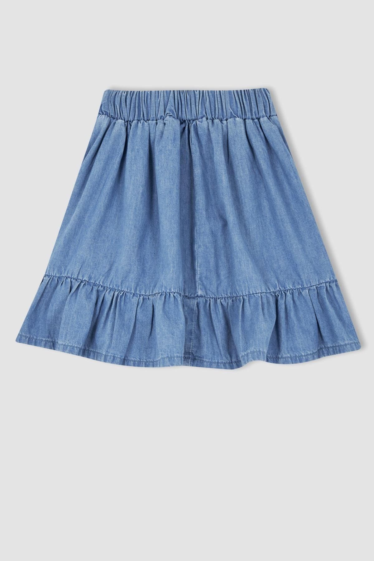 Denim mini skirt outlet with elastic waist