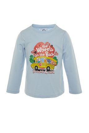 Mavi Lisanslı Cocomelon Baskılı Kız Çocuk Örme T-Shirt TKDSS22TS0008