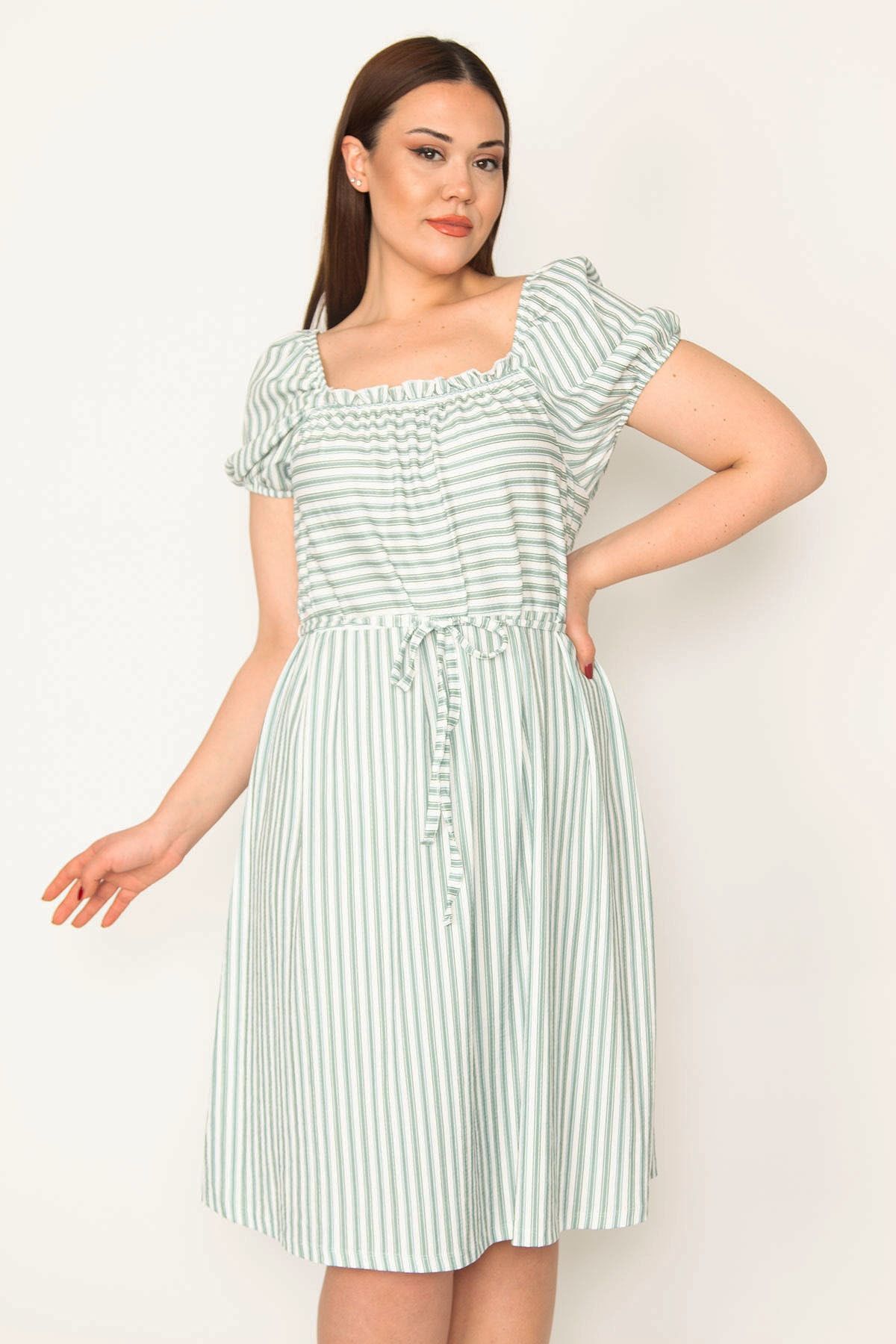 Green white combination sales dress