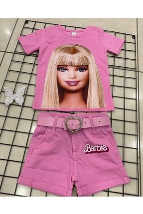 Kız Çocuk Barbie Şortlu Kemerli Takım Toka Hediyeli BARBIEALISA