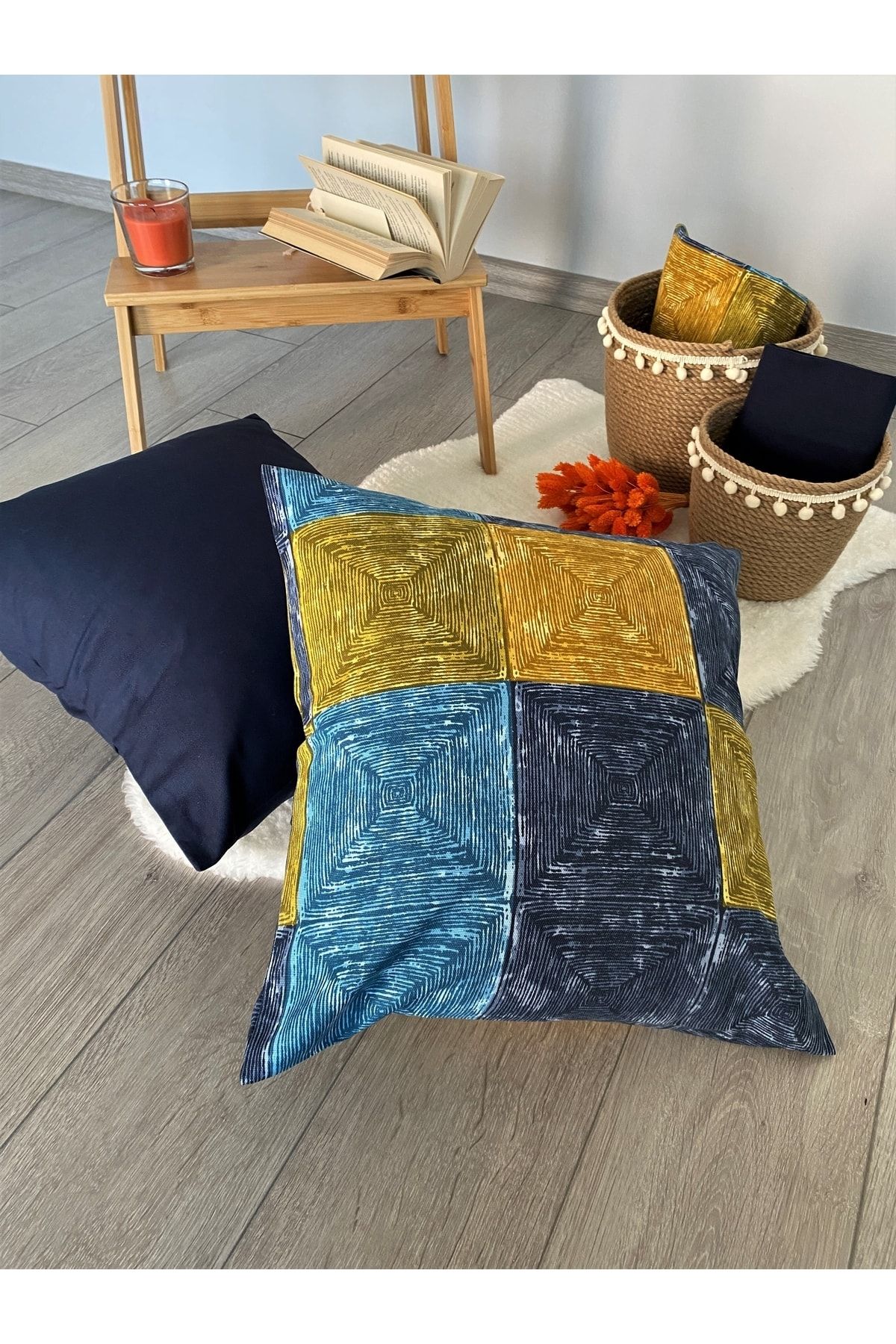 Pillow covers navy blue hotsell