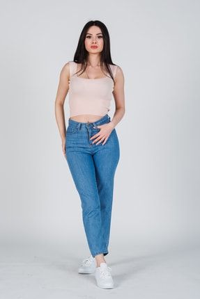 Kadın Açık Mavi Yüksek Bel Mom Jeans M120HACKER21