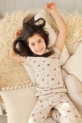 Organik Pamuklu Modal Kısa Kollu Çocuk Pijama Takımı SBM000011-NARkısa