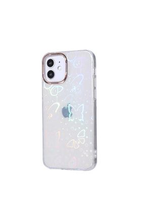 Iphone 12 Uyumlu Kılıf Renkli Transparan Parlak Kelebek Desenli Sert Kapak Sidney+iPhone+12